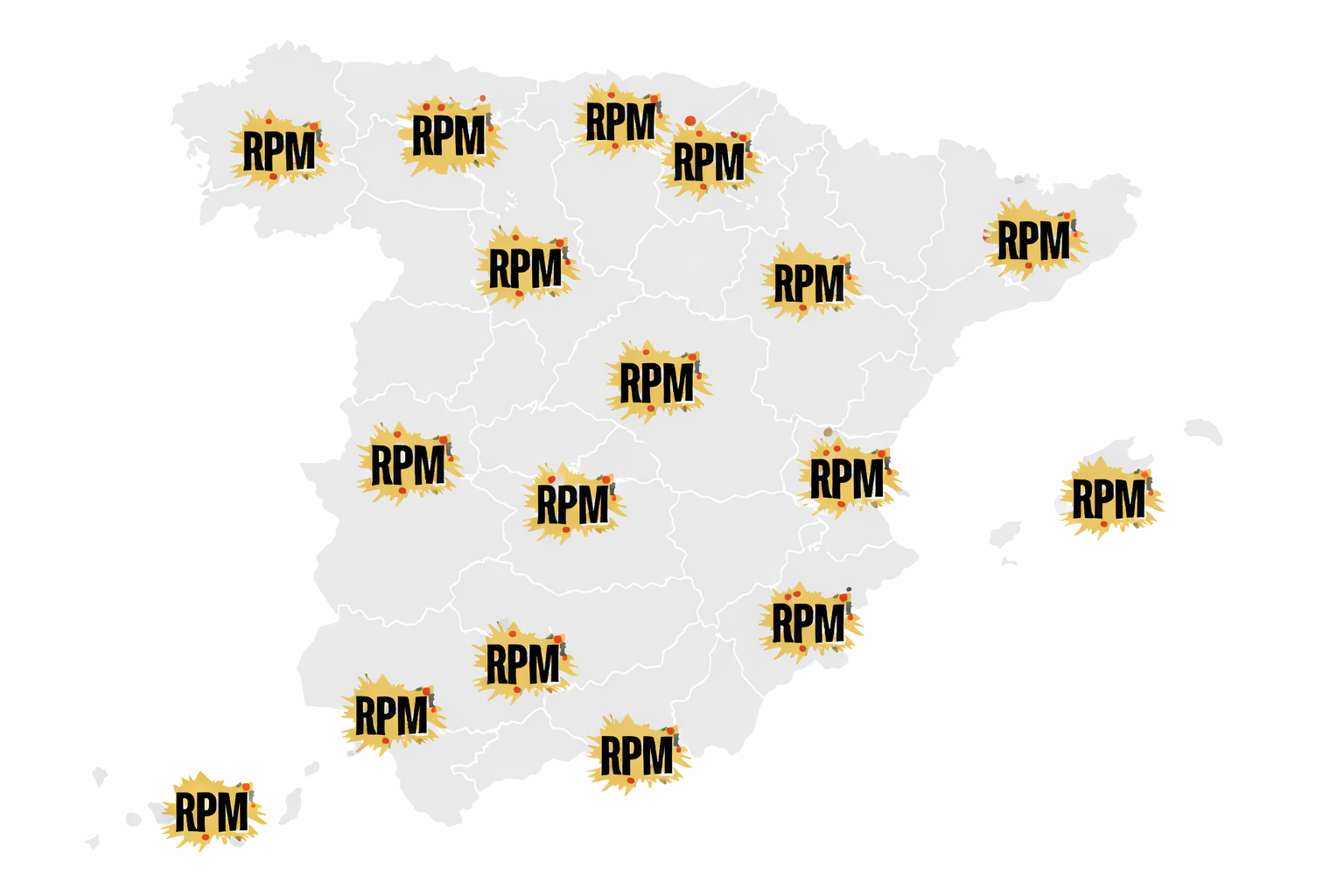 Mapa de cobertura nacional de RPM Detectives